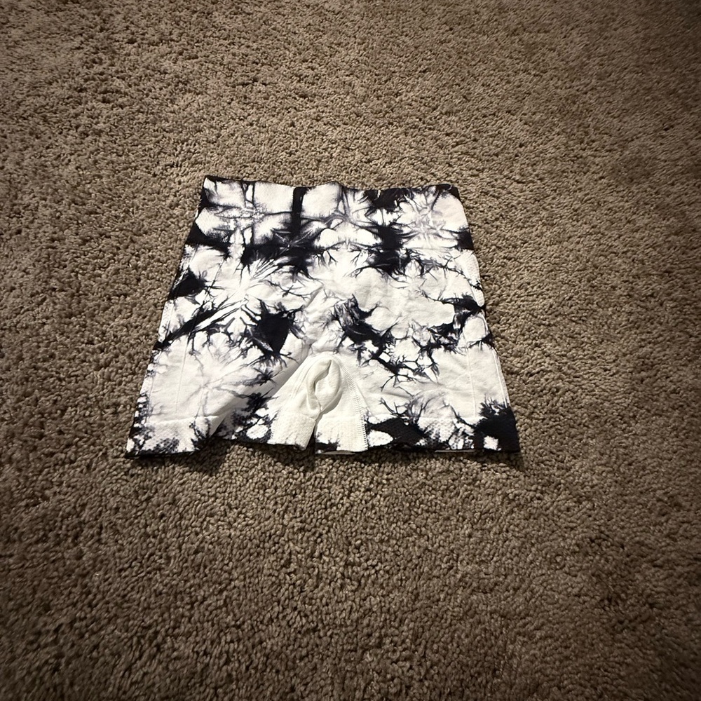 Black and White Tie-Dye Shorts